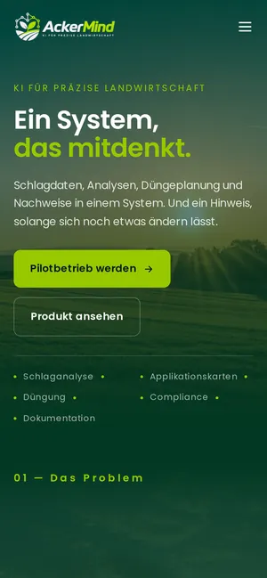 Website ackermind.de auf dem Handy