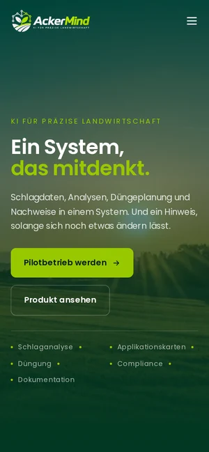 Website ackermind.de auf dem Handy