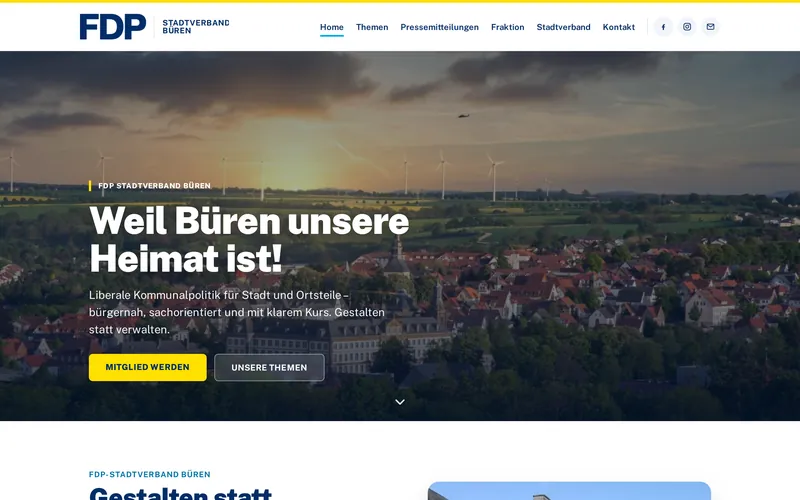 Website fdp-bueren.de am Desktop