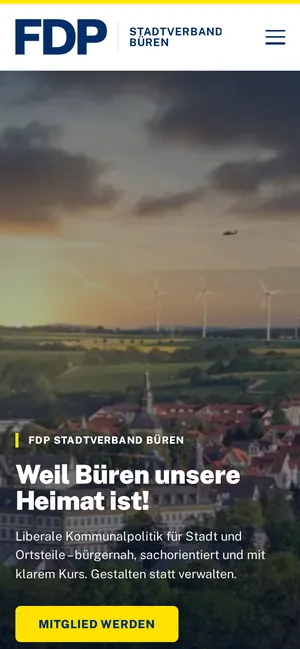 Website fdp-bueren.de auf dem Handy