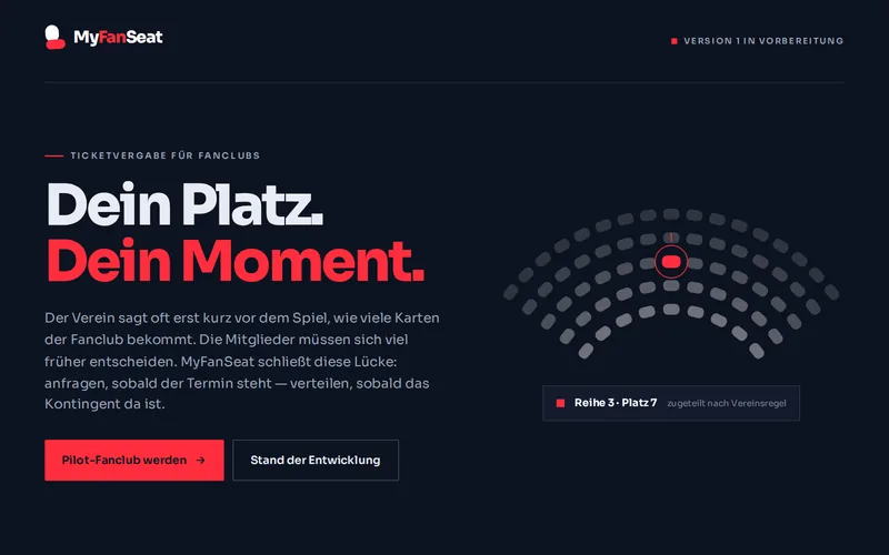 Website von MyFanSeat am Desktop