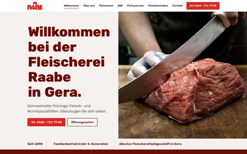 Website der Fleischerei Raabe