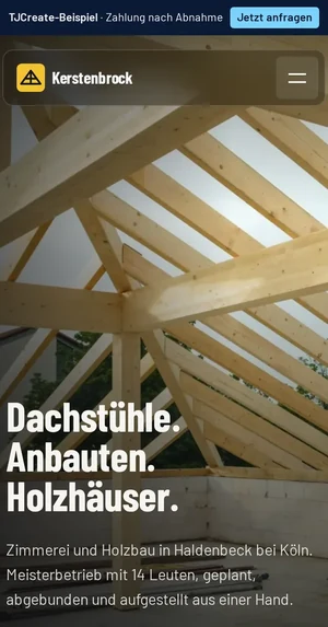 Die Handwerk-Demo am Handy: Startseite der Zimmerei