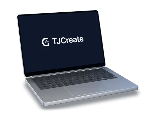 Die Website von TJCreate auf dem Bildschirm eines Geräts